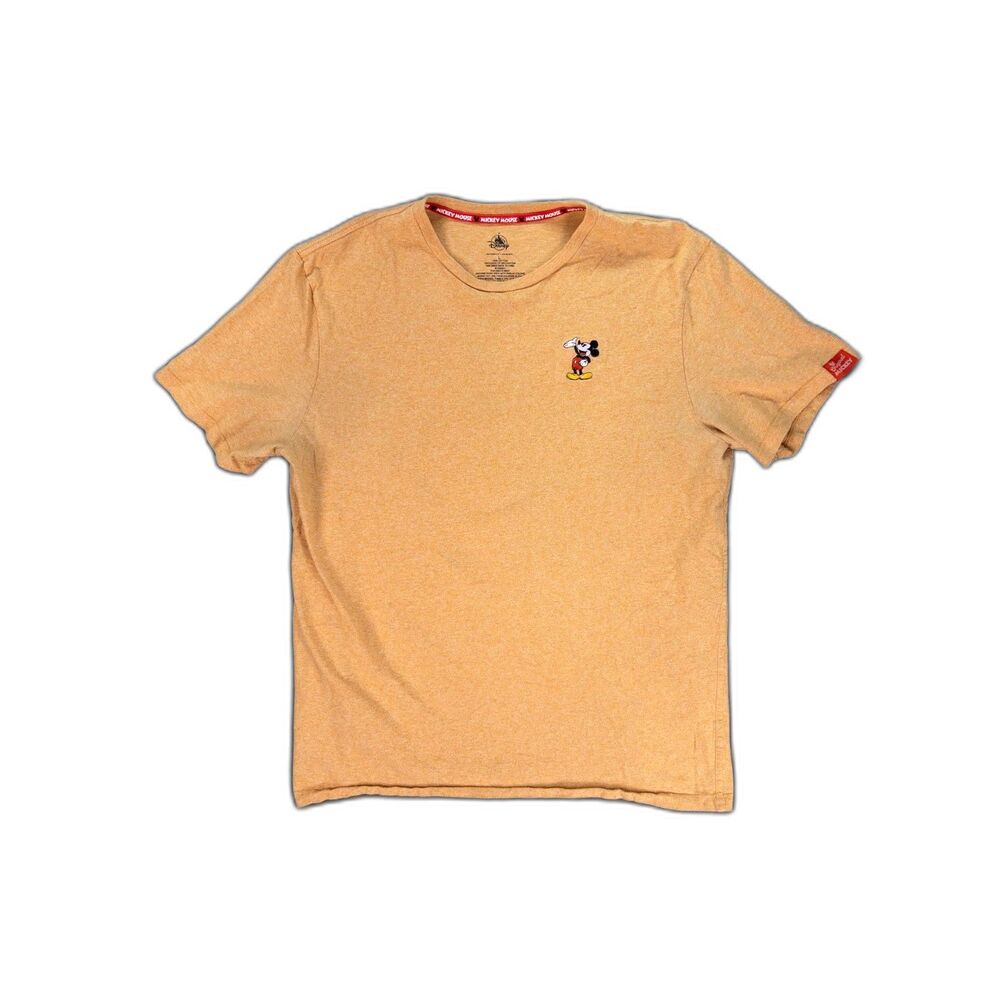 Disney Parks Mickey Mouse Embroidered T Shirt Yellow Heather Size L Cotton